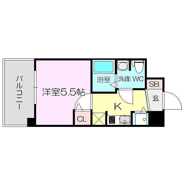 アドバンス新大阪5(1K/14階)の間取り写真