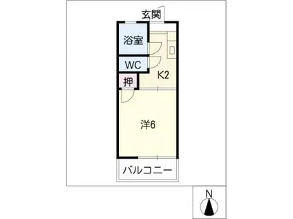 フォーブル萩野(1K/1階)の間取り写真