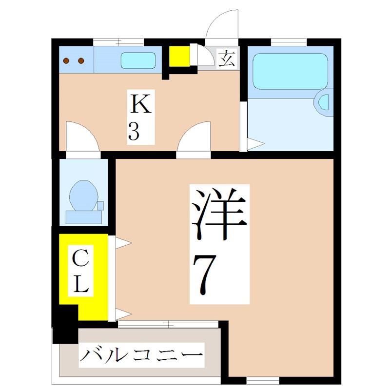 イモーレ真砂(1K/3階)の間取り写真