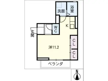 スタブリテラス桑名(ワンルーム/2階)の間取り写真