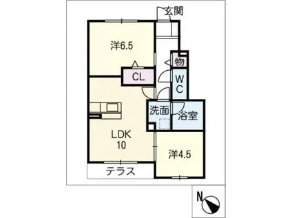 パーシモン(2LDK/1階)の間取り写真