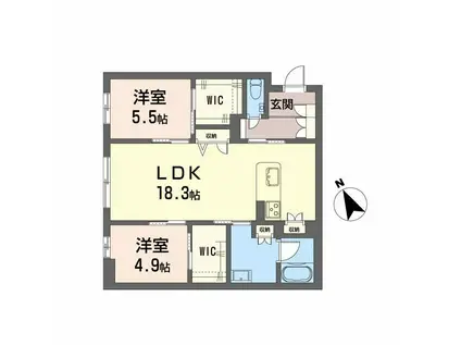 WITHPLUS天保山公園(2LDK/1階)の間取り写真