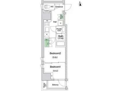 スタイリオ川崎(2K/13階)の間取り写真