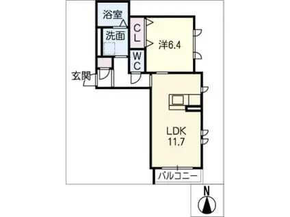 RELAFORT B棟(1LDK/1階)の間取り写真