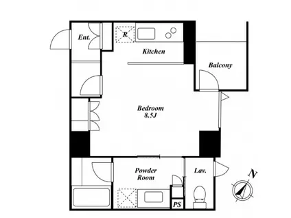 KDXレジデンス白金II(1K/2階)の間取り写真