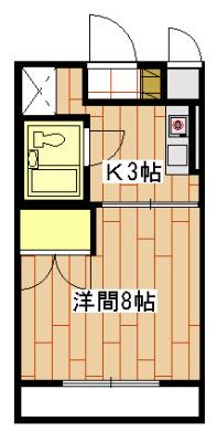 ディユラヴィーヌ(1K/2階)の間取り写真
