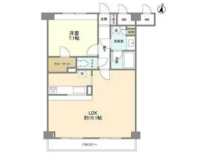 グランハイツ南雪谷(1LDK/1階)の間取り写真