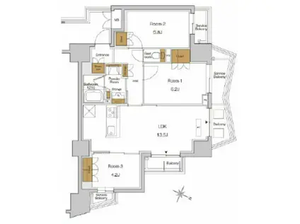 RJRプレシア東十条ガーデン(3LDK/10階)の間取り写真