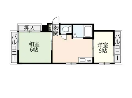 コーポ矢舗(2DK/2階)の間取り写真