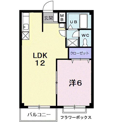 サマーディーンヤマイチ(1LDK/2階)の間取り写真