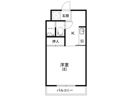 カレッジハイツI(1K/2階)の間取り写真