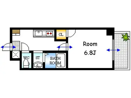 第2エビスヤビル(1K/2階)の間取り写真