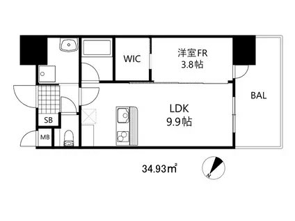 ジェノヴィア神戸新開地駅前(1LDK/4階)の間取り写真