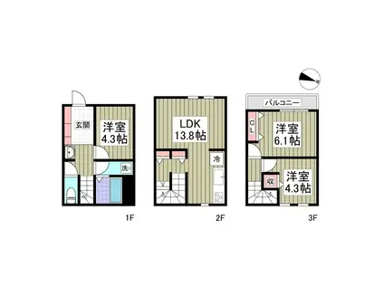 REGINA大宮(3LDK/1階)の間取り写真