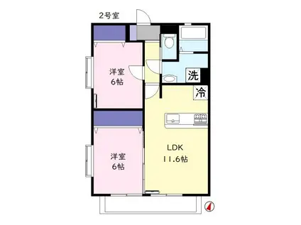 サンセリテ(2LDK/2階)の間取り写真