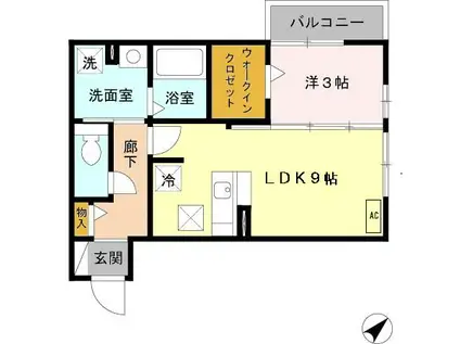 エトワール久原(1LDK/1階)の間取り写真