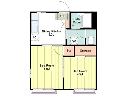 フレグランス東大和(2K/2階)の間取り写真