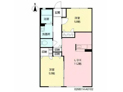 メゾングランドールKANZAKI(2LDK/1階)の間取り写真