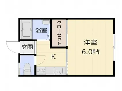 ポルシェ厚木(1K/1階)の間取り写真