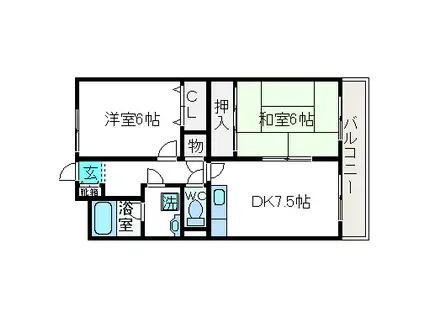 サカイコーポ(2DK/2階)の間取り写真