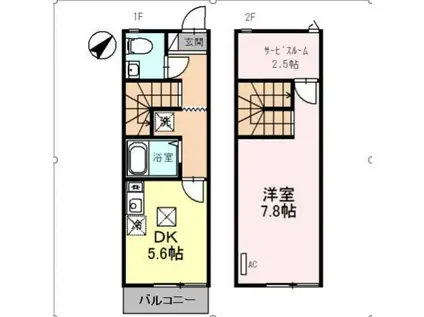 グレイス(1DK/1階)の間取り写真