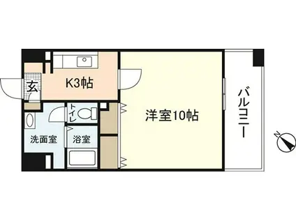 ロアール古市(1K/6階)の間取り写真