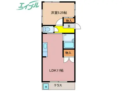 コーポラス日野(1LDK/1階)の間取り写真