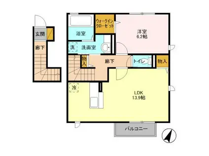 TIARAI ティアラ1(1LDK/2階)の間取り写真