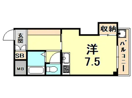 ハイネス門戸(ワンルーム/3階)の間取り写真