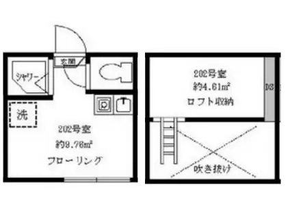 フェリスメリー(ワンルーム/2階)の間取り写真