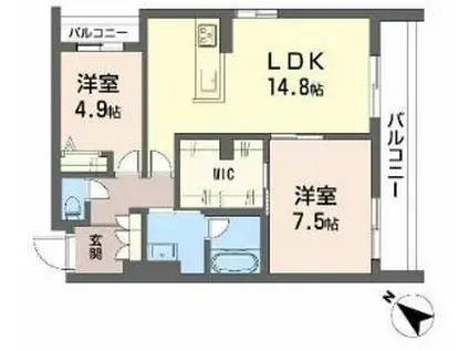 メゾン パルク 清水(2LDK/2階)の間取り写真