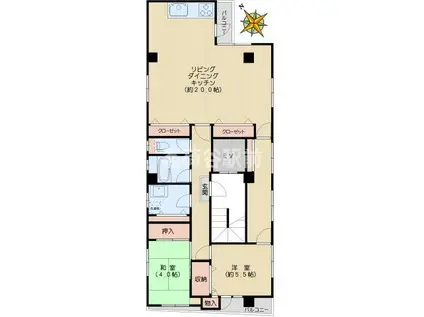 大和郷ビル(2LDK/4階)の間取り写真