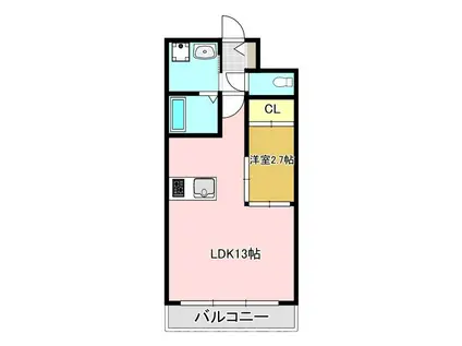 筑豊電気鉄道 遠賀野駅 徒歩23分 11階建 築14年(1LDK/7階)の間取り写真