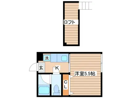 畳屋丁ハイツ(1K/1階)の間取り写真