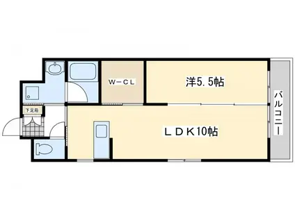 グランドツイン黒崎(1LDK/13階)の間取り写真