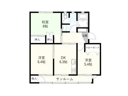 リッツ希望が丘I(3DK/4階)の間取り写真