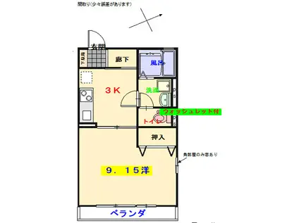 めぞんどラピス(1K/2階)の間取り写真