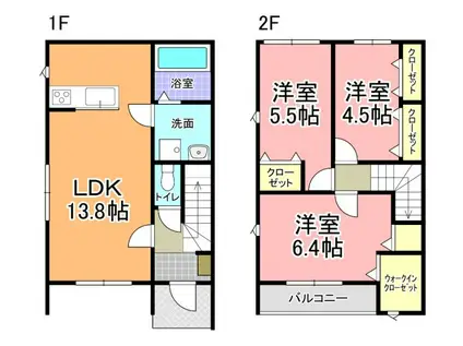 メゾン ミレ B(3LDK/1階)の間取り写真
