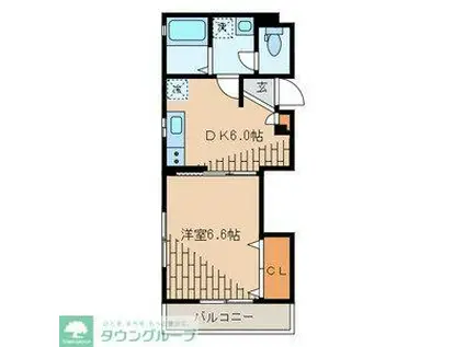 リビオン・タートル(1DK/2階)の間取り写真