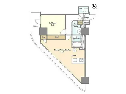 フロンティア新宿タワー(1LDK/17階)の間取り写真