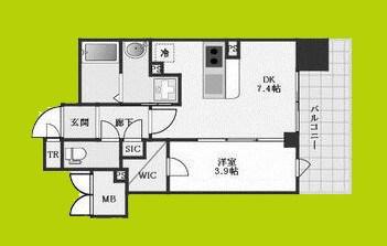 LA WAISON NAMBA ウエスト(1DK/6階)の間取り写真