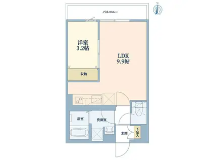 ウェルスクエア新中野II(1LDK/2階)の間取り写真