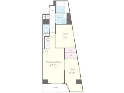 EAU・CLAIR 道灌山(2LDK/1階)の間取り写真