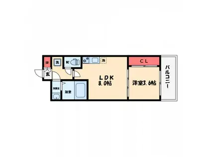 セレニテ北久宝寺(1LDK/11階)の間取り写真