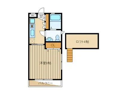 メゾンミエル(1K/2階)の間取り写真