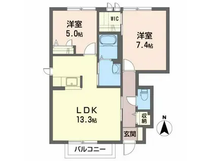 デュランティ(2LDK/1階)の間取り写真