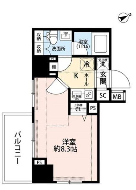 プレールドゥーク東新宿III(1K/3階)の間取り写真