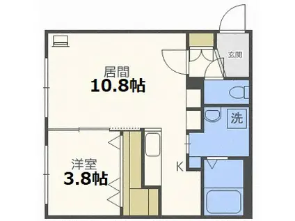 SAKURAコンフォートO(1LDK/3階)の間取り写真