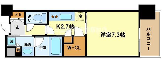 パークアクシス うつぼ公園(1K/8階)の間取り写真