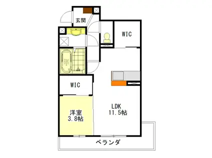ディーシャンブル南丸之内 C棟(1LDK/1階)の間取り写真